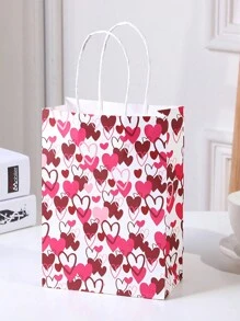 16/8pcs Wedding Season Gift Bags, Heart Decor Handled Bags, Gift Wrap Bags, Present Bags, Souvenir Paper Bags, DIY Packaging Bags, Wedding Favor Bags, Romantic Confession Gift Bags, Romantic Love, Surprise Gift Bags