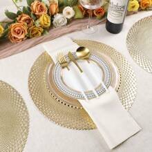 1pc/4pcs/6pcs/8pcs Circular Hollow Hot-Stamping PVC Heat-Insulation Non-Slip Mat, Hotel & Restaurant Decor Insulation Placemats - PP Round Placemat - View 11