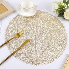 1pc/4pcs/6pcs/8pcs Circular Hollow Hot-Stamping PVC Heat-Insulation Non-Slip Mat, Hotel & Restaurant Decor Insulation Placemats - PP Round Placemat - View 3