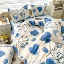 1pc Thick Polyester Floral Print Duvet Cover Set, Machine Washable, Suitable For Bedroom, Boys/Girls Dorm Bedding (1 Duvet Cover, No Filling), All Products Do Not Include Comforter/Filling, With Corner Ties - Love Rabbit - View 6