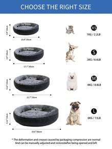 1PC Dark Grey Calming Dog Beds For Pets Anti-Anxiety Pets Cuddler Bed Round Donut Cat And Dog Cushion Bed, Pet Bed For Cats Or Dogs, Anti-Slip Bottom, Super Soft Durable Fluffy Coral Fleece Pet Beds, Washable Luxury Cat & Dog Bed For For Small Medium Breeds - Dark Grey - View 2