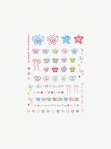 1 件彩色蝴蝶、星星、花朵临时纹身，防水防汗，男女通用设计