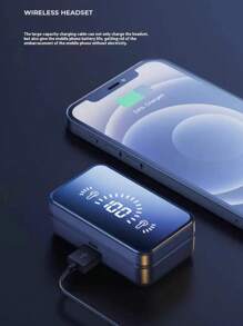 Fones de Ouvido Sem Fio In-Ear com Grande Tela LED, Qualidade de Som HD, Controles Touch, Chip Wireless 5.3, Microfone Condensador, Carregamento de Emergência, Bateria Extra Longa, Ideal para Corrida e Jogos - Presentes Ideais