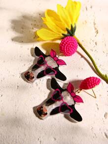 Pink Snail Hoa tai đính hạt cườm thủ công dễ thương vui nhộn, hình con bò đeo kính, hoa tai thả bằng nhựa Acrylic hình con bướm dành cho phụ nữ và trẻ em gái, mùa hè, mùa đông, kỳ nghỉ, ngày lễ, bãi biển, quà tặng tiệc tùng, quà tặng cho các cặp đôi - Bò thắt nơ đeo kính - Xem 8