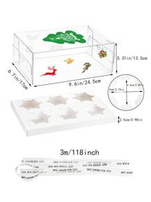 1pc 6 Count/12 Count Cupcake Containers With Gift Ribbon, Plastic Cupcake Carrier Holder For Treat Dessert Muffins Pastry