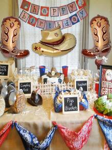 12pcs/Set Western Cowboy Party Balloons, Cowgirl Boot Balloon Cowboy Hat Foil Balloons,Suitable For Cowboy Party Decoration, Birthday Party, Indoor & Outdoor Theme Decoration, Back To School Valentine's Day