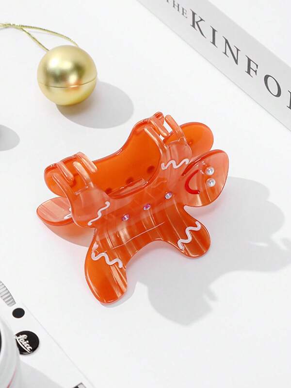 1pc Christmas Gingerbread Claw Clip, Cute Cartoon Camel Color Elegant Hair Claw Hair Clip Fashion Hair Clutch Winter Hair Accessories