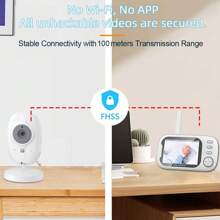 CDYCAM New Baby Monitor, 3.5 Inch Color LCD Screen, 2 Way Audio, IR Night Vision, Digital Zoom, VOX Mode, Room Temperature Display And Lullabies, Secure Transmission No WiFi - White - View 8