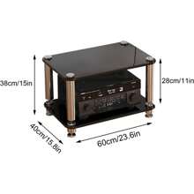 Audio-Video Rack Stand, Entertainment Video Game Console Cabinet Shelf, Game Console Stand Wooden, Display Record Player Stereo Receiver, For Living Gaming Recording Room(Deep Black,60*40*57cm) - Deep Black - View 9