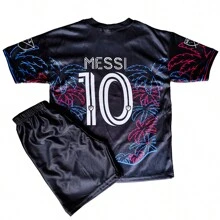 Kids Football Kit Set Shirt Shorts Team Game Training Championship - 灰色 - 查看 3