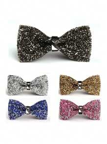 1pc Bow Tie With Crystal & Rhinestone Decor For Men, Wedding, Party, Banquet Accessories