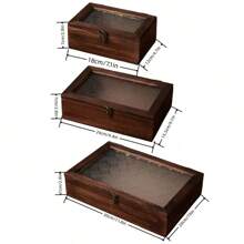 Gabinete de exhibición de madera retro, bandeja de joyería y cosméticos con cajones, caja de almacenamiento de escritorio estilo nórdico para el desorden
