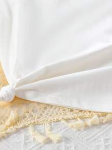 2pcs Tween Girls Floral Print Short Sleeve Top And Skirt Set - White - View 7