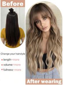 Clip In Hair Extensions 22 Inch 7 PCS Set Lange Water Wave Hair Extension Synthetische Haarstukken Voor Vrouwen Meisjes Dagelijks Gebruik Kerstpruik