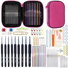 54/100 pièces Set de crochets métalliques, crochets à tricoter en aluminium de couleurs assorties et divers outils pour un artisanat et un tricotage créatifs (couleur aléatoire)