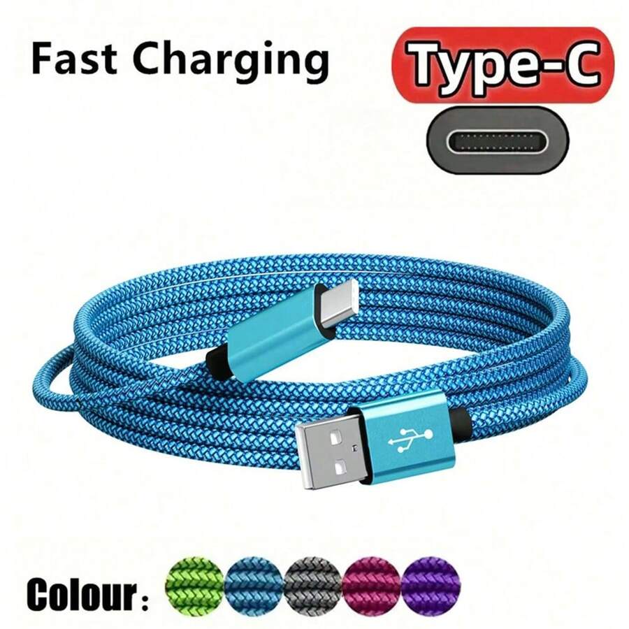 1条60W USB-C充电线，3.3英尺/6.6英尺/10英尺长USB Type-C快充线，尼龙编织USB-A转USB-C充电线，兼容三星Galaxy S24/S23 Ultra/S23/S23+/S22/S22 Ultra/S22+/S21 Ultra/S20 Ultra/Note 20/Note 10/Z Fold 3/4/5，兼容 16、16 Pro Max、15、15 Plus、15 Pro、15 Pro Max，兼容小米，兼容一加Type-C - 藍色 - 查看 1