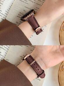 1pc Watch Bands, Made Of Ultra Soft Genuine Leather With Rose Gold Metal Decor, Suitable For Ultra 3 2 1 Series 10 SE S9/8/7/6/5/4/3/2/1 Watches, 38mm 40mm 41mm 42mm 44mm 45mm 49mm 46mm Smartwatch Accessories
