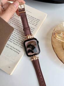 1pc Watch Bands, Made Of Ultra Soft Genuine Leather With Rose Gold Metal Decor, Suitable For Ultra 3 2 1 Series 10 SE S9/8/7/6/5/4/3/2/1 Watches, 38mm 40mm 41mm 42mm 44mm 45mm 49mm 46mm Smartwatch Accessories