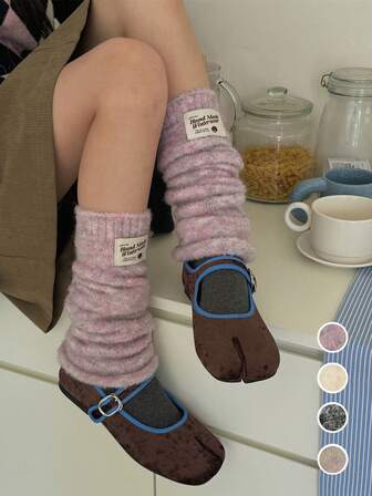 1 par de calentadores de piernas de punto para mujeres, cálidos y de moda para botas, para estudiantes, bailarines y uso diario casual