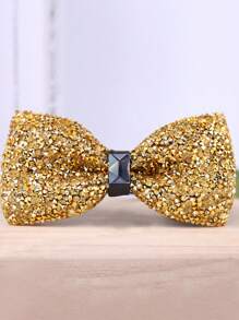 1pc Bow Tie With Crystal & Rhinestone Decor For Men, Wedding, Party, Banquet Accessories