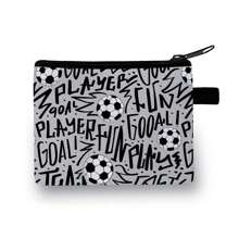 Coin Purse In Colourful-Red/Blue/Black Festive Football Dinosaur Printed Coin Purse - Casual Style, Polyester Material