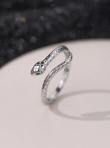 1枚2025新款独特设计蛇形戒指，女士S925纯银可调节个性化优雅鸡尾酒戒指，适合日常佩戴，高端珠宝礼品