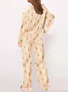 Women Christmas Pajamas Set 2 Piece Sleepwear Long Sleeve Shirts Tops And Pants Loungewear Pjs Outfits Thanksgiving Gifts - Yellow - View 3