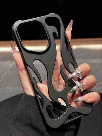 New Fashion Matte Oil Spray Cool Hollow Flame Pattern Anti-Fall TPU Protective Case Compatible With IPhone 11/11Pro/11ProMax/12/12Pro/12ProMax/13/13Pro/13ProMax/14/14Pro/14Plus/14ProMax/15/15Pro/15Plus/15ProMax/16/16Pro/16Plus/16ProMax And S22/S22Ultra/S23/S23Ultra/S24/S24Ultra 5G/A13 4G/5G/A04S/A15/A14/A53/A54/A55 5G, Black Anti-Drop Waterproof Shockproof Scratch Resistant