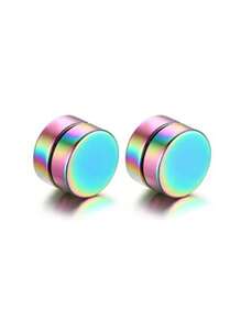 2 件磁性耳夹耳环，时尚简约男士圆形耳夹，无需穿孔 - 磁吸耳環 - 查看 9