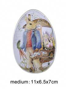 复活节派对用品：锡制蛋容器 + 彩色兔子设计巧克力蛋，适合派对装饰、朋友礼物、家庭节日必需品，营造节日气氛