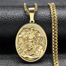 不锈钢耶稣吊坠项链 男士金色嘻哈链项链首饰