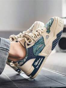 Zapatos informales de diseño versátil para hombre, zapatillas sencillas de suela gruesa con cordones y punta redonda - Azul - Ver 9
