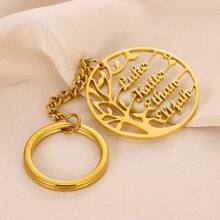 Personalized Family Tree Keychain - Custom Names Engraved, 18K Gold Plated Stainless Steel, Perfect Mother's Day Gift