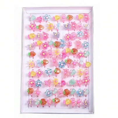 15pcs Assorted Cute Rings, Shiny Fashion Finger Decorations, Toys & Accessories For Girls