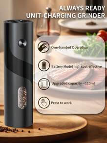 CLITON Electric Salt And Pepper Grinder Set, One-Handed, Battery Powered, Adjustable Coarseness, LED Light, Pepper Mills With Stand, Seasoning Tools For Kitchen, Dining Or Gifting - Multicolor - View 8