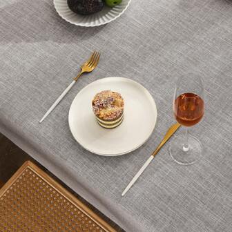 Einfarbige Tischdecke mit Leinenoptik, wasserabweisend, knitterresistent, khaki, praktisch für Familienessen, Outdoor-Einsatz