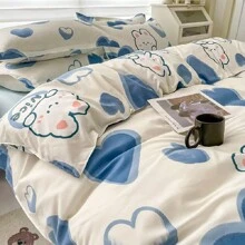 1pc Thick Polyester Floral Print Duvet Cover Set, Machine Washable, Suitable For Bedroom, Boys/Girls Dorm Bedding (1 Duvet Cover, No Filling), All Products Do Not Include Comforter/Filling, With Corner Ties - Love Rabbit - View 7