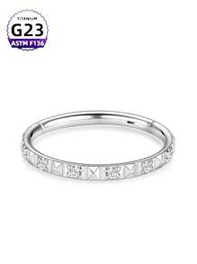 CatDObo 1pc Titanium Nose Rings Cubic Zirconia Septum Rings Hinged Seamless Piercing Rings For Nose Conch Septum Cartilage Helix Tragus Rook Daith Lobe Piercing Jewelry - Square Cut Nose Ring - View 4