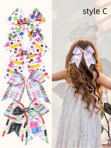 Bộ 4 kẹp tóc in hình bút chì và xe buýt trường học cho bé gái, phụ kiện dự tiệc khai giảng, kẹp tóc nơ cho trẻ em, phụ kiện tóc cho trẻ em, hoàn hảo để đeo cùng bạn bè. - Nhiều màu - Xem 21