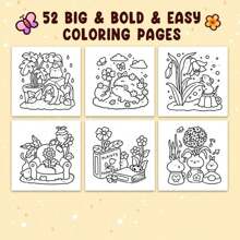 Into Gardens: Bold & Easy Coco Coloring Book Featuring Plants, Flowers, And Cute Animals For Adults And Teens,Mother's Day,Mom's Gift,Back To School,School Supplies