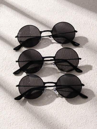 3 Pcs Retro Fashionable Round Metal Frame Kids Fashion Glasses