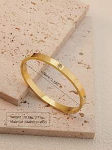 1 Set Minimalist & Elegant Stainless Steel Chain Bracelet & Bangle Decorated With Clover Element & Crystal Glass, Suitable For Women To Wear At Banquet, Daily Fashion, Commuting Or As Festival Gift