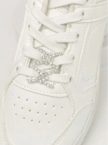 2pcs Elegant Hollow Alloy Shoe Clips With Shiny Rhinestones & Faux Pearls, Suitable For Boots And Sneakers