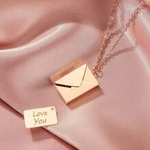 1pc Envelope Detachable Letter Pendant Necklace, Creative Simple & Elegant Fashion Vintage Casual Necklace, Suitable For Gift, Daily, Commute, Street, Party, Valentine's Day, Christmas, OPP Bag Packaging,Mom,Mother,Mother's Day,Gift