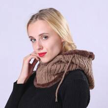 1pc Solid Color Cycling Ear Warmer Hat, Knitted Fleece Lined Thick Beanie Cap, Casual Autumn/Winter