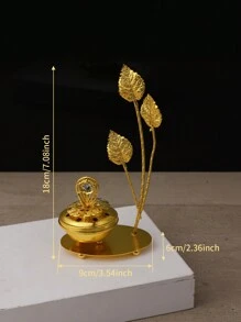 1 pezzo Bruciatore di incenso in stile arabo placcato oro, a forma di luna e foglia, durevole, adatto per la combustione di incenso, design tradizionale conveniente ed elegante