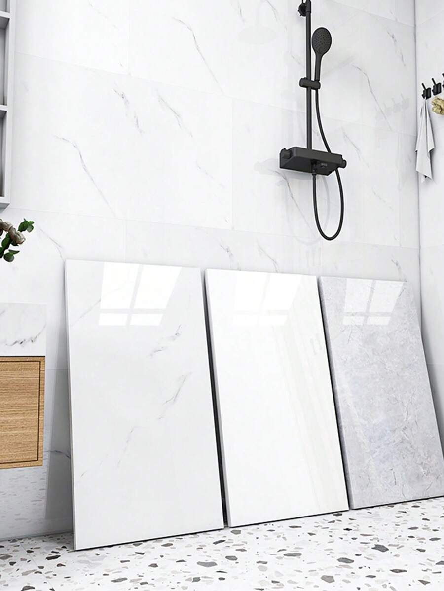 10 Stück 1,8 m² 3D weiße Marmor-Muster Keramik Fliesenaufkleber, wasserfest und feuchtigkeitsgeschützt, ideal für Küche und Badezimmer, Aluminium-Kunststoff-Wandaufkleber, Renovierungsaufkleber Abziehbare Wandpaneele, Tapete, Tapeten, Frühlingsdeko Artikel um Ihr Zuhause aufzufrischen, Rama Dekoration Aufkleber - Verschiedenfarbig - Übersicht 1