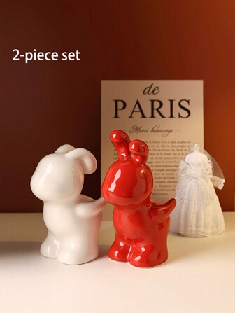 2 件创意兔子装饰套装，适合情侣、朋友、新人、婚礼、周年纪念、家居装饰的礼物