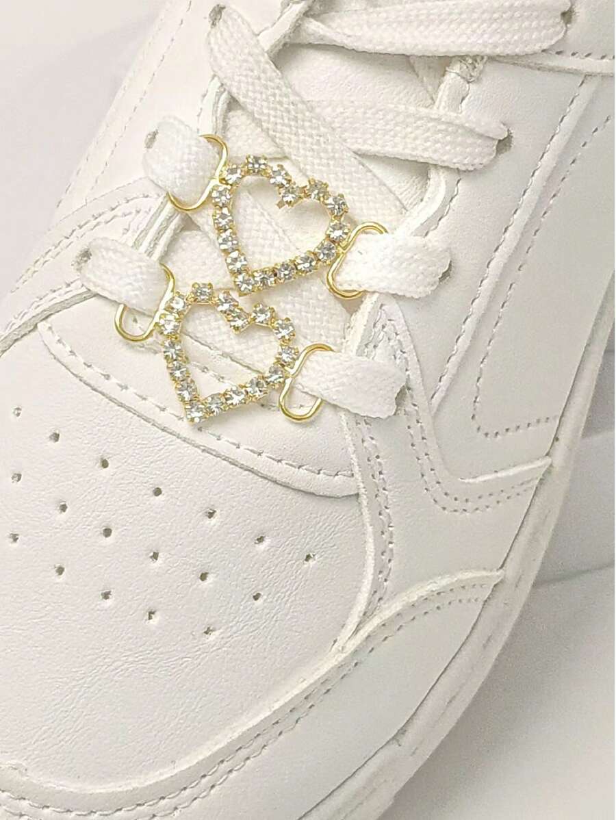 2 Peças Encantos elegantes de liga oca para sapatos, decorados com brilhantes cristais e pérolas falsas, adequados para botas e tênis