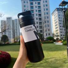 1 pieza Vaso con pajita de 550ML/18OZ, vaso térmico aislado al vacío de acero inoxidable 304 con tapa, taza de viaje portátil, botella de agua para exteriores y camping